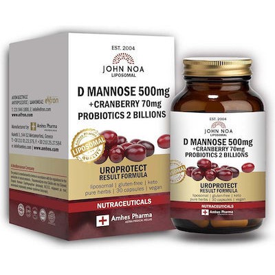 JOHN NOA Liposal D Mannose 500mg & Cranberry & Probiotics Συμπλήρωμα Διατροφής Για Την Εύρυθμη Λειτουργία Του Ουροποιητικού 30 Κάψουλες
