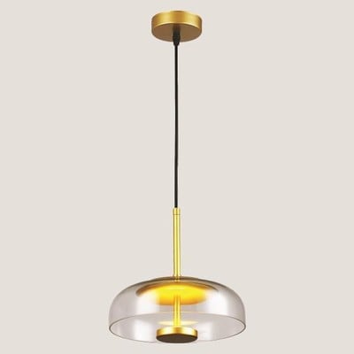 Round Led Gold Pendant Light With Transparent Glas