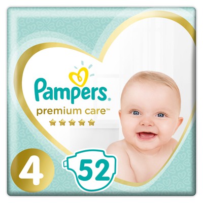 Pampers - Premium Care Πάνες Μέγεθος 4  (9-14 kg) - 52 Πάνες 