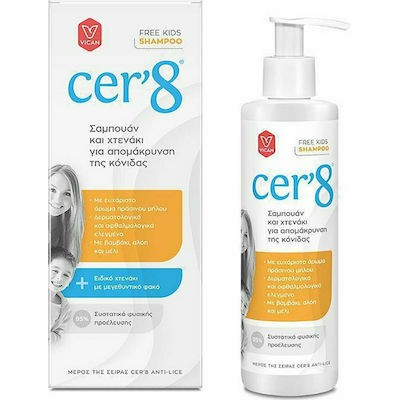 CER'8 Free Kids Shampoo Σαμπουάν & Χτενάκι Για Απομάκρυνση Της Κόνιδας, 200ml