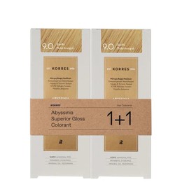 Korres 1+1 Δώρο No 9.0 Abyssinia Superior Gloss Colorant Μόνιμη Βαφή Μαλλιών Ξανθό Πολύ Ανοιχτό, 2x50ml