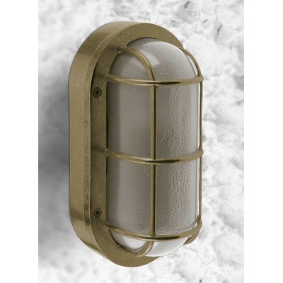 Brass Wall Light N.44 Oval With Grid Ip64 Natural 