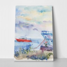 Watercolor seascape boat hand drawn nature 1102795505 a