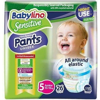 BABYLINO Sensitive Pants Unisex No5 Junior (10-16kg) 26 Τεμάχια