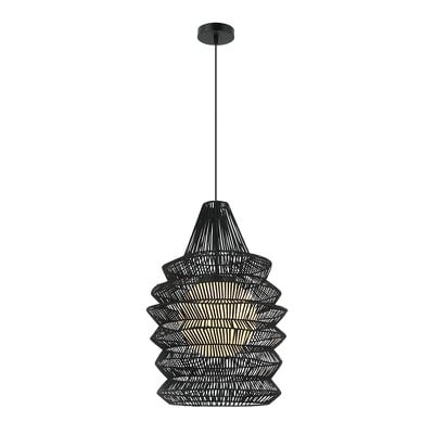 Pendant Light Black Rattan 1Xe27 Max 15W