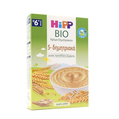 HIPP Bio Βρεφική Κρέμα 5 Δημητριακών Χωρίς Γάλα Από 6 Μηνών 200g