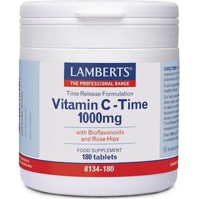 LAMBERTS Συμπλήρωμα Διατροφής Vitamin C-Time Για Την Ενίσχυση Του Ανοσοποιητικού 1000mg x180 Δισκία