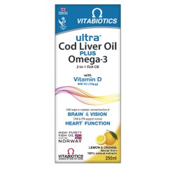 Vitabiotics Cod Liver Oil (Aqua Marine 2 in 1) Liquid 250ml