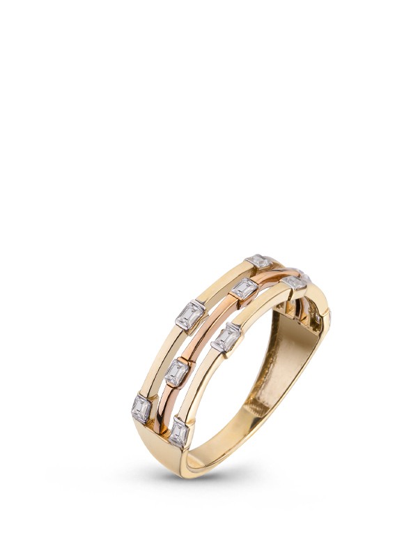 Δαχτυλίδι Χρυσό και Ροζ Χρυσό K14 με Ζιρκόν