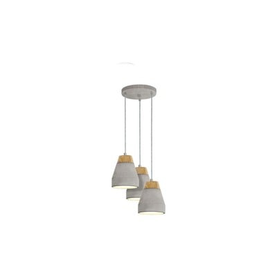 Pendant Light Tarega With Cement Shade & Wood 3Xe2