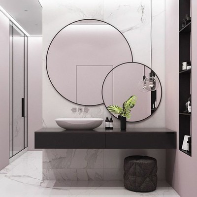 Σύνθεση καθρέπτες μπάνιου τοίχου στρογγυλοί σετ Φ8