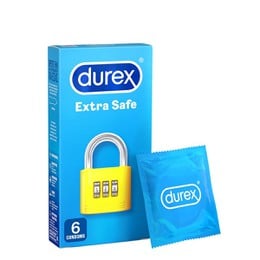 Durex Extra Safe Προφυλακτικά με ελαφρώς παχύτερα τοιχώματα για απόλυτη ασφάλεια, 6 τεμάχια