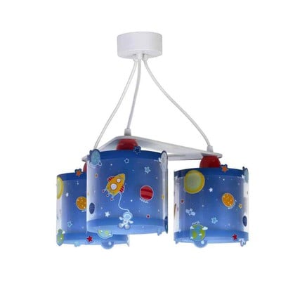 Kids Triple Pendant Light Planets With Fluorescent