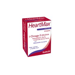 Health Aid HeartMax Συμπλήρωμα Διατροφής Για Δυνατή Καρδιά Καλό Κυκλοφορικό & Χαμηλή Χοληστερίνη 60 κάψουλες