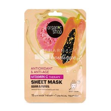 Organic Shop Sheet Mask Antioxidant & Anti-Age with Guava & Papaya - Μάσκα Αντιγήρανσης & Αντιοξείδωσης, 25gr