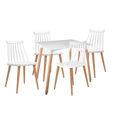 Lavida-art Τραπεζαρία: Τραπέζι 80x80 Οξιά/mdf + 4 