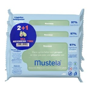 3+1 Mustela Cleansing Wipes Avocado, 3x60 pcs