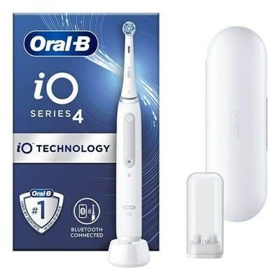 ORAL B iO Series 4 Ηλεκτρική Οδοντόβουρτσα Με Χρονομετρητή, Αισθητήρα Πίεσης & Θήκη Ταξιδίου White