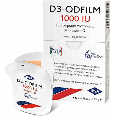 FARMASYN IBSA D3 Vitamin D3 1000IU Βιταμίνη D3 Με Γεύση Πορτοκάλι x30 Ταινίες Διασπειρόμενες Στο Στόμα