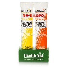 Health Aid Σετ Vitamin C 1000mg - Λεμόνι, 20eff. tabs & Δώρο Vitamin C 1000mg - Πορτοκάλι, 20eff. tabs