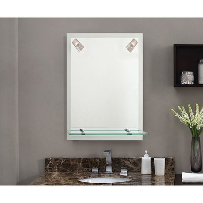Bathroom Mirror 50X60 with 2 lights and shelf