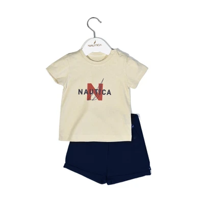 Nautica Des.14 σετ t-Shirt & Shorts Jersey Beige/n