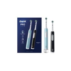 Oral-B Pro Series 1 Duo Electric Toothbrush Ηλεκτρικές Οδοντόβουρτσες Με Χρονοδιακόπτη & Αισθητήρα Πίεσης Μπλε & Μαύρη 2 τεμάχια