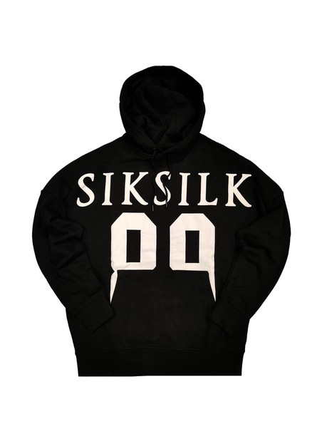 SikSilk Drop Shoulder Relaxed Fit Hoodie - Black & White