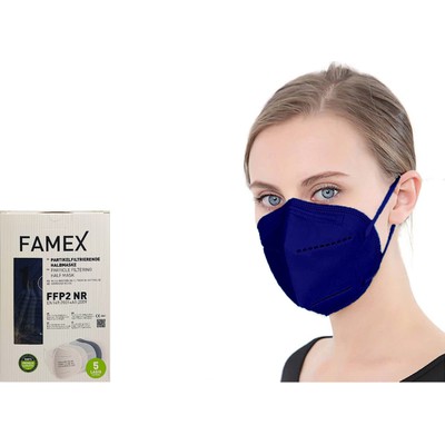 FAMEX Μάσκα Προσώπου Υψηλής Προστασίας KN95-FFP2 Χωρίς Βαλβίδα Midnight Μπλε x20
