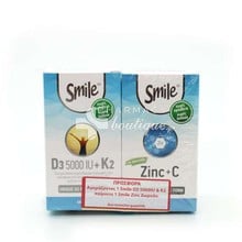 Smile Σετ Vitamin D3 5000IU + K2, 60 caps & Δώρο Zinc 15mg + Vitamin C, 60caps
