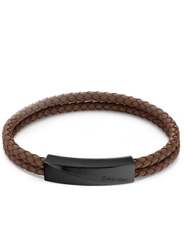 Braided Brown Leather and Stainless Steel Bracelet