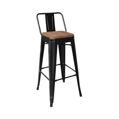 Σκαμπώ Bar Wood Dark Oak/ Μεταλλικό Μαύρο 44x44x75