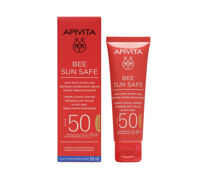 APIVITA BEE SUN SAFE FACE CREAM ANTI-SPOT&ANTI-AGE TINTED SPF50 50ML