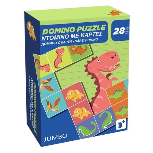 Domino puzzle me dinosaur 23x17-28 pjese