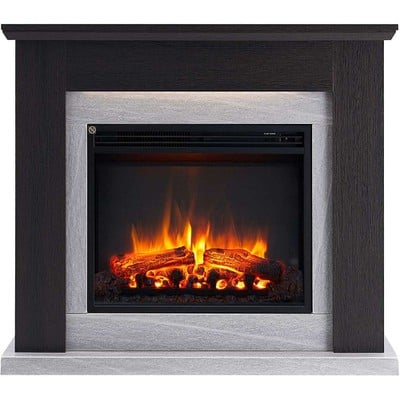 Floor Electric Fireplace With Ektoras Coating Blac