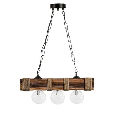 Pendant Light 3xE27 Wooden Beam With Chain