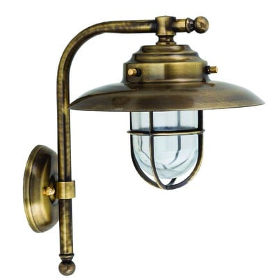 Brass Wall Light Antique Height:30cm Ε27 Ip43