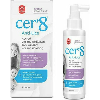 CER'8 Anti Lice Spray Άοσμο Σπρέι Αγωγή Εξάλειψης Των Ψειρών & Της Κόνιδας 125ml