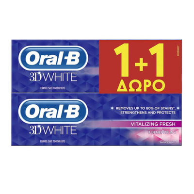 ORAL-B Οδοντόκρεμα 3D White Vitalizing Fresh Λευκαντική 2x75ml