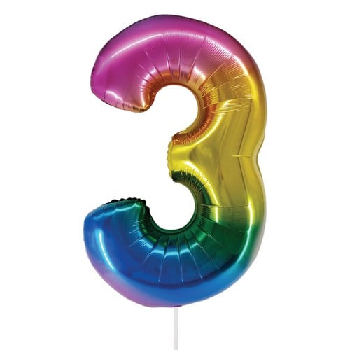 Balon broj 3 rainbow 1m