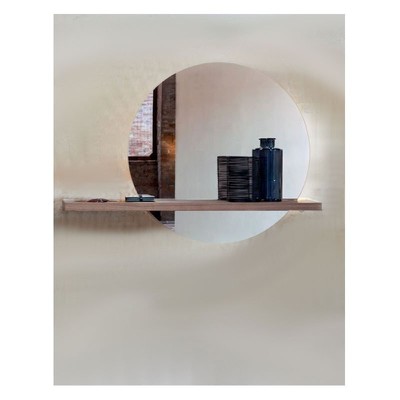 Καθρέπτης μπάνιου τοίχου στρογγυλός Φ80 με ξύλινο 