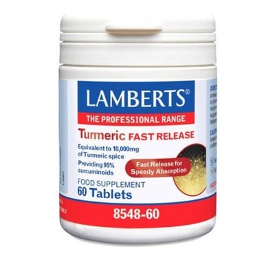LAMBERTS Turmeric Fast Release Συμπλήρωμα Διατροφής Με Κουρκουμά, 60 Ταμπλέτες