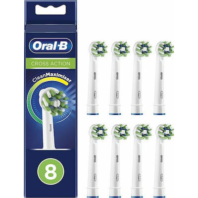 ORAL B Cross Action CleanMaximizer XXL Pack Ανταλλακτικές Κεφαλές Για Ηλεκτρική Οδοντόβουρτσα 8 Τεμάχια