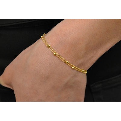 FARMA BIJOUX Double Gold Bracelet With Ball Βραχιόλι Χρυσό Με Μπιλίτσες 20K (2G2FP)