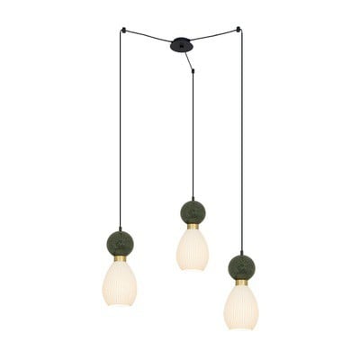 Pendant Light 3XE14 15W Brass Green Marble