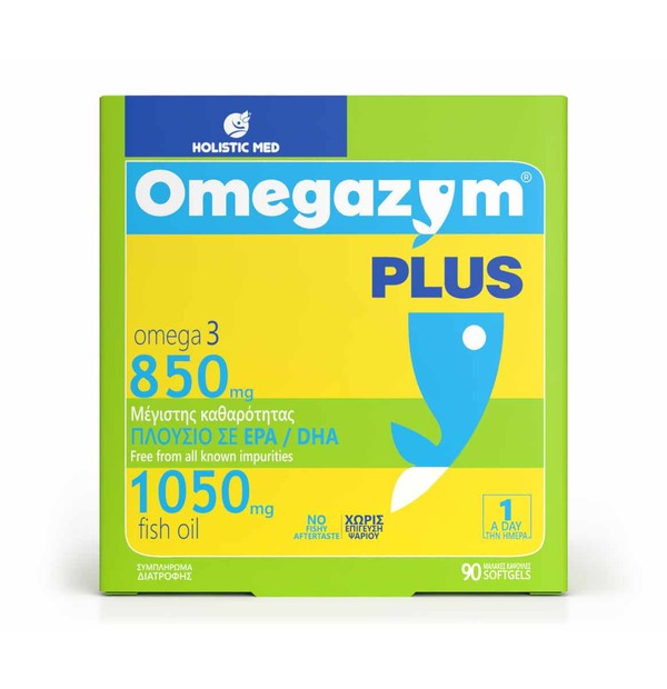 Holistic Med Sferevit Omegazym Plus Omega 3 & Fish Oil, Συμπλήρωμα Διατροφής Με Ιχθυέλαιο & Ω3 Λιπαρά Οξέα, 90 Veg.caps