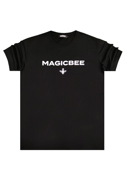 Magic bee white letters logo tee - black