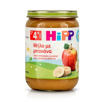 HIPP Bio Βρεφική Φρουτόκρεμα Με Μήλο & Μπανάνα Από 5 Μηνών 190g
