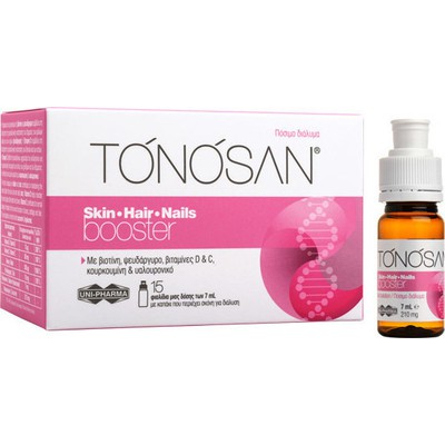 UNI-PHARMA Tonosan Skin-Hair-Nails Booster Nutritional Supplement To Enhance & Maintain The Healthy Condition Of The Skin, Hair & Nails x15 7ml Vials