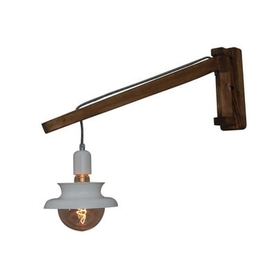 Wall Lamp Hl-305W Norio Wooden Base With White Met